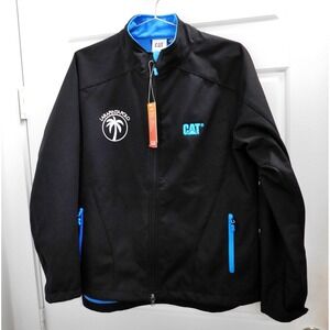 New CAT J307L Black Cyan Larapinta Polo Embroidered Zip‎ Jacket sz L